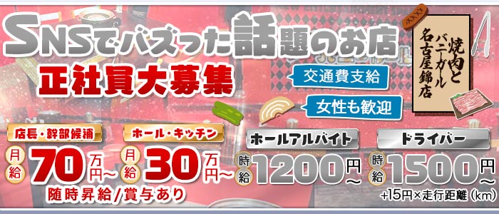 焼肉とバニーガール名古屋錦店(錦)のボーイ・男性求人