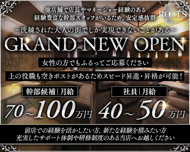 【西麻布】ROOTS TOKYO（ルーツトウキョウ）(六本木)のボーイ・男性求人