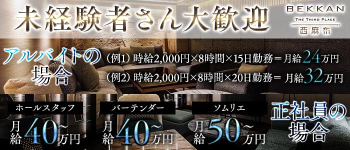 会員制ラウンジBEKKAN〜ベッカン〜【西麻布】(六本木)のボーイ・男性求人